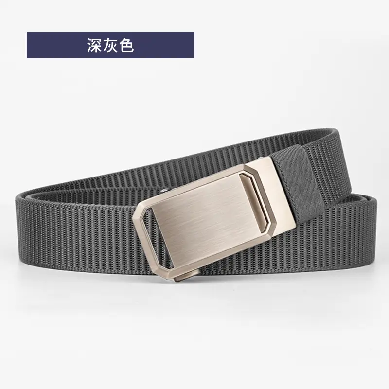 Men's Black Canvas Belt with Silver Buckle - Image 2