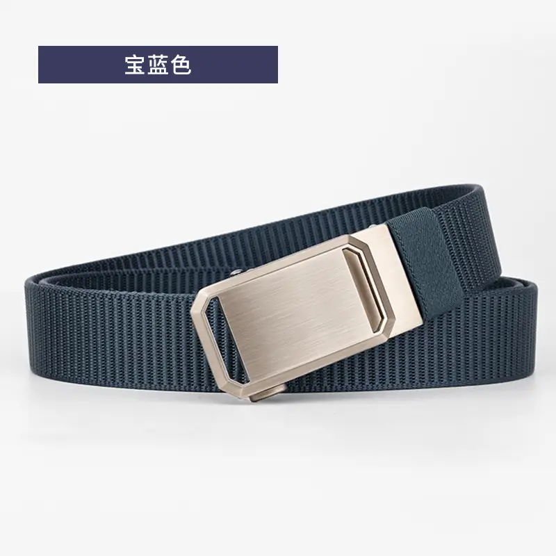 Men's Black Canvas Belt with Silver Buckle - Image 5