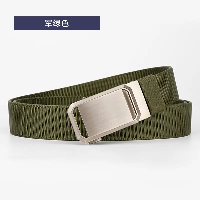 Men's Black Canvas Belt with Silver Buckle - Image 6