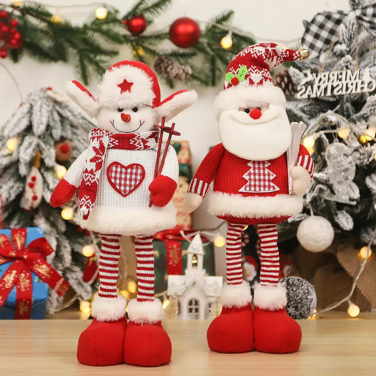 Christmas Knitted Doll Red White Standing Posture - Image 5