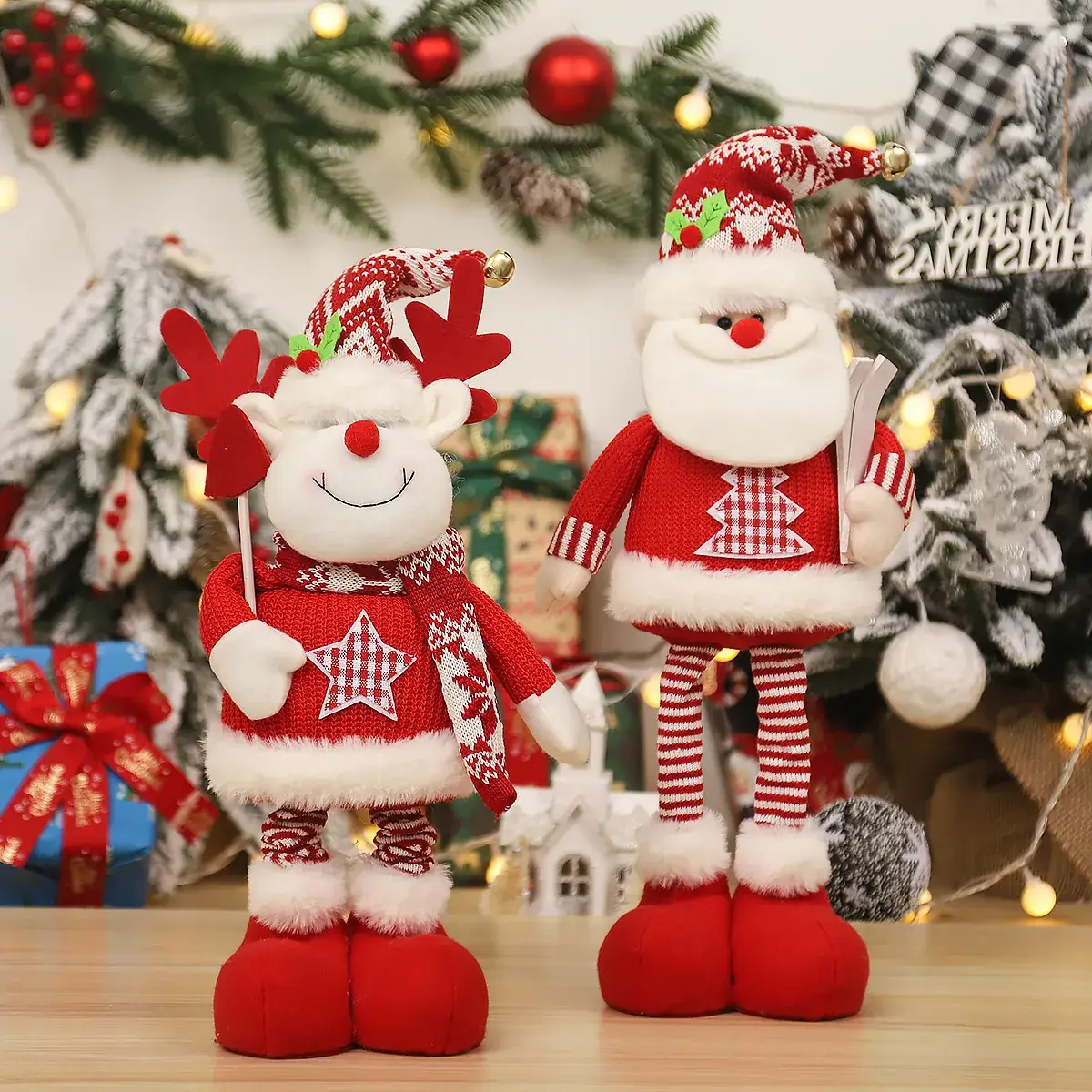 Christmas Knitted Doll Red White Standing Posture - Image 6
