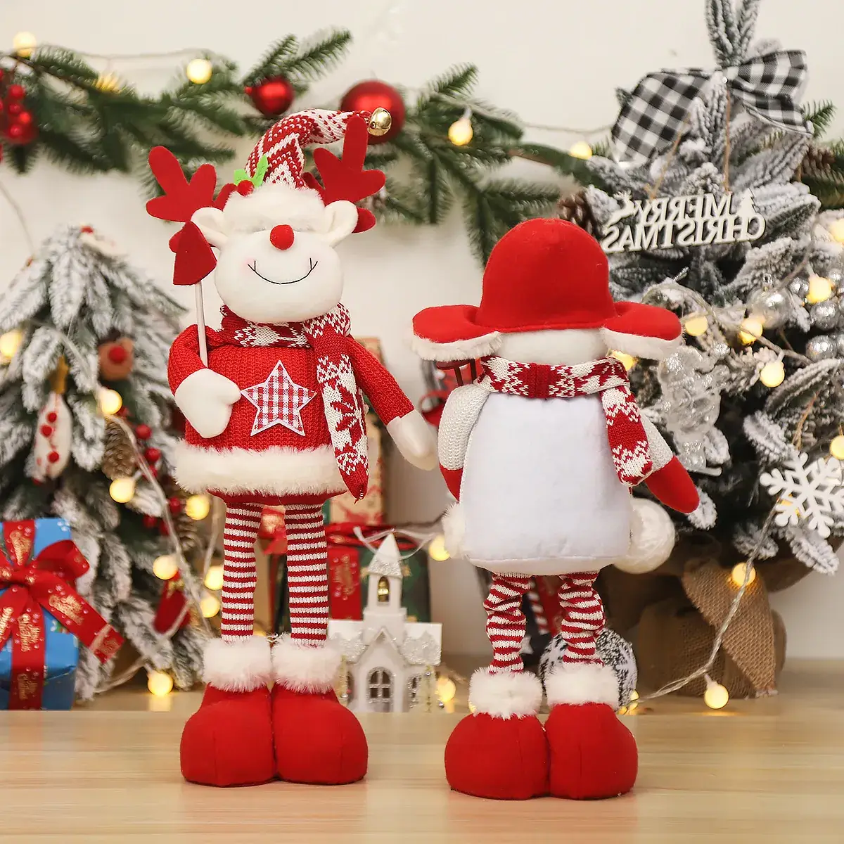 Christmas Knitted Doll Red White Standing Posture - Image 7