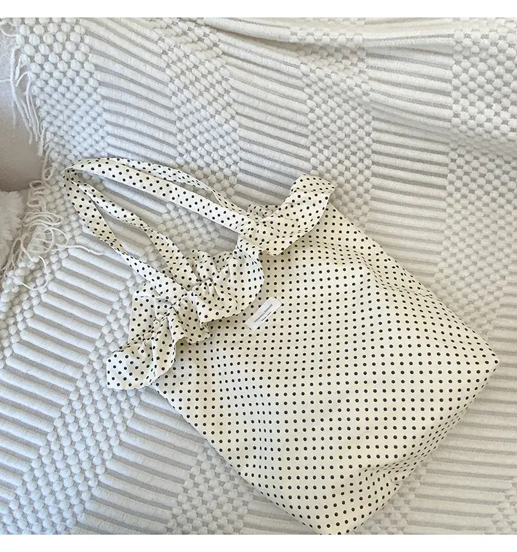 Nude Polka Dot Ruffled Shoulder Tote Bag for Women — feature 16