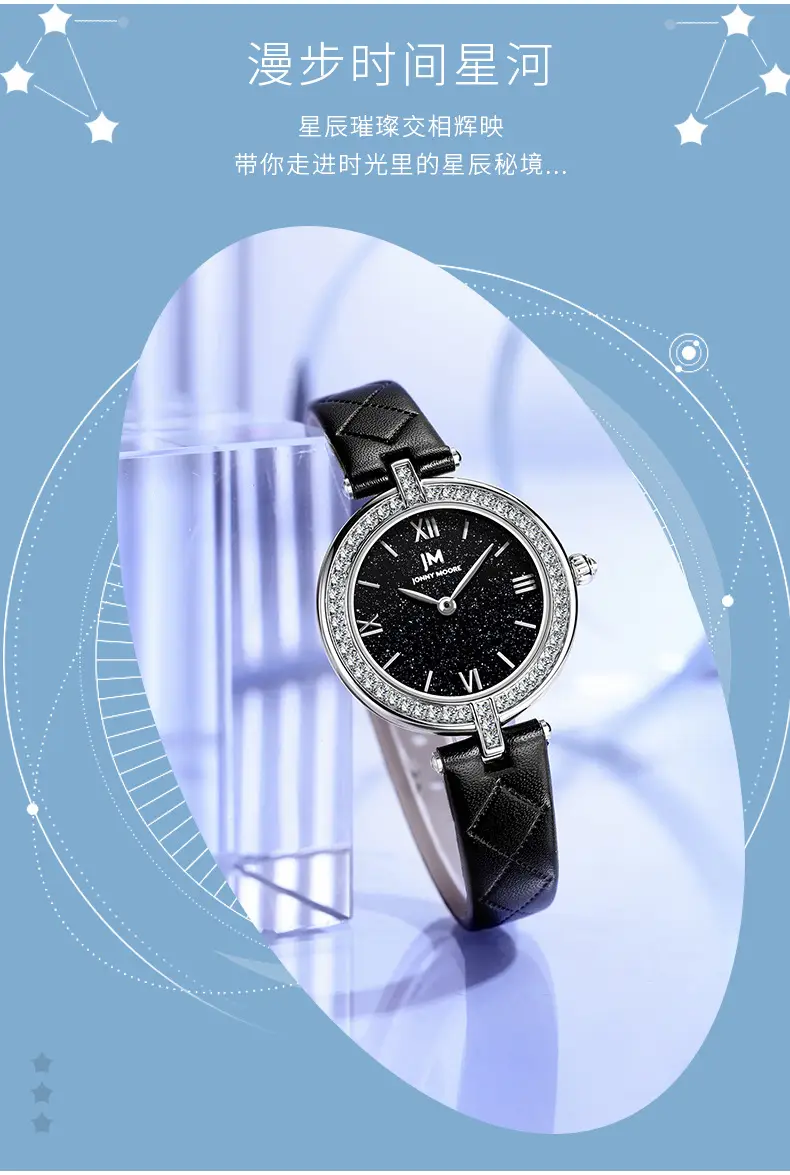 Women's Black Diamond Watch with Pearl Chain — feature 4
