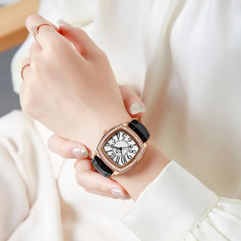 Women's Joker Watch with Crystal Face & Black Strap
