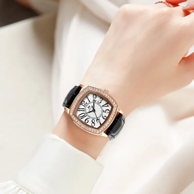 Women's Joker Watch with Crystal Face & Black Strap