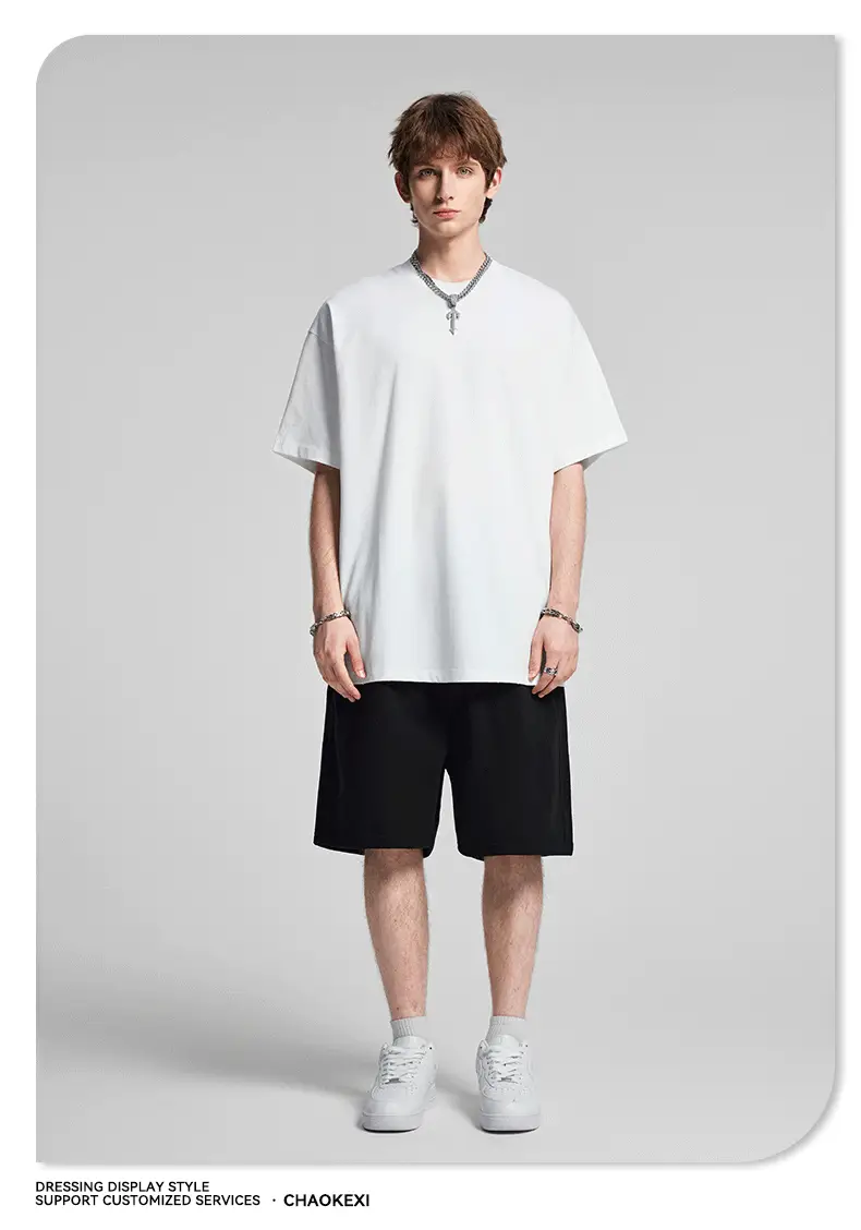 Men's Beige Cotton T-Shirt Drop Shoulder 275g — feature 23