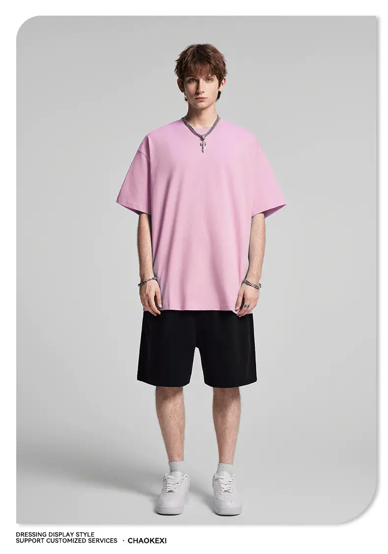 Men's Beige Cotton T-Shirt Drop Shoulder 275g — feature 28