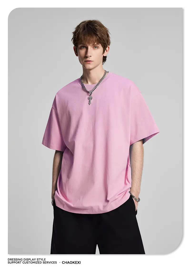 Men's Beige Cotton T-Shirt Drop Shoulder 275g — feature 29