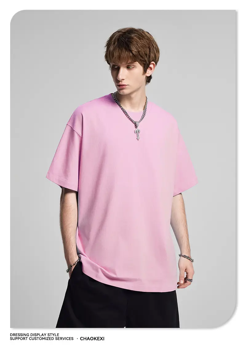 Men's Beige Cotton T-Shirt Drop Shoulder 275g — feature 30