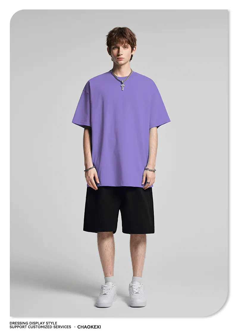 Men's Beige Cotton T-Shirt Drop Shoulder 275g — feature 32