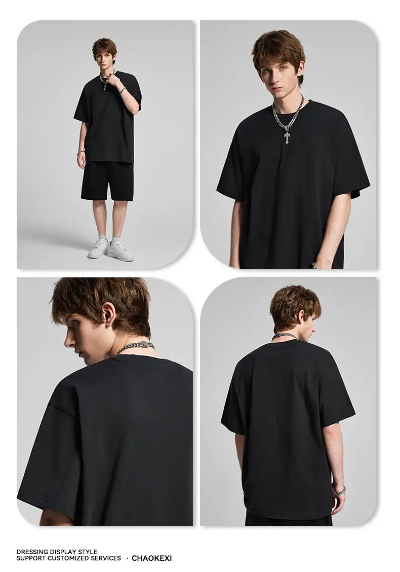 Men's Beige Cotton T-Shirt Drop Shoulder 275g — feature 43
