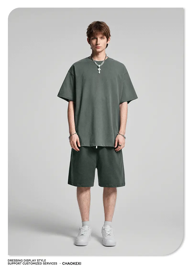 Men's Beige Cotton T-Shirt Drop Shoulder 275g — feature 49