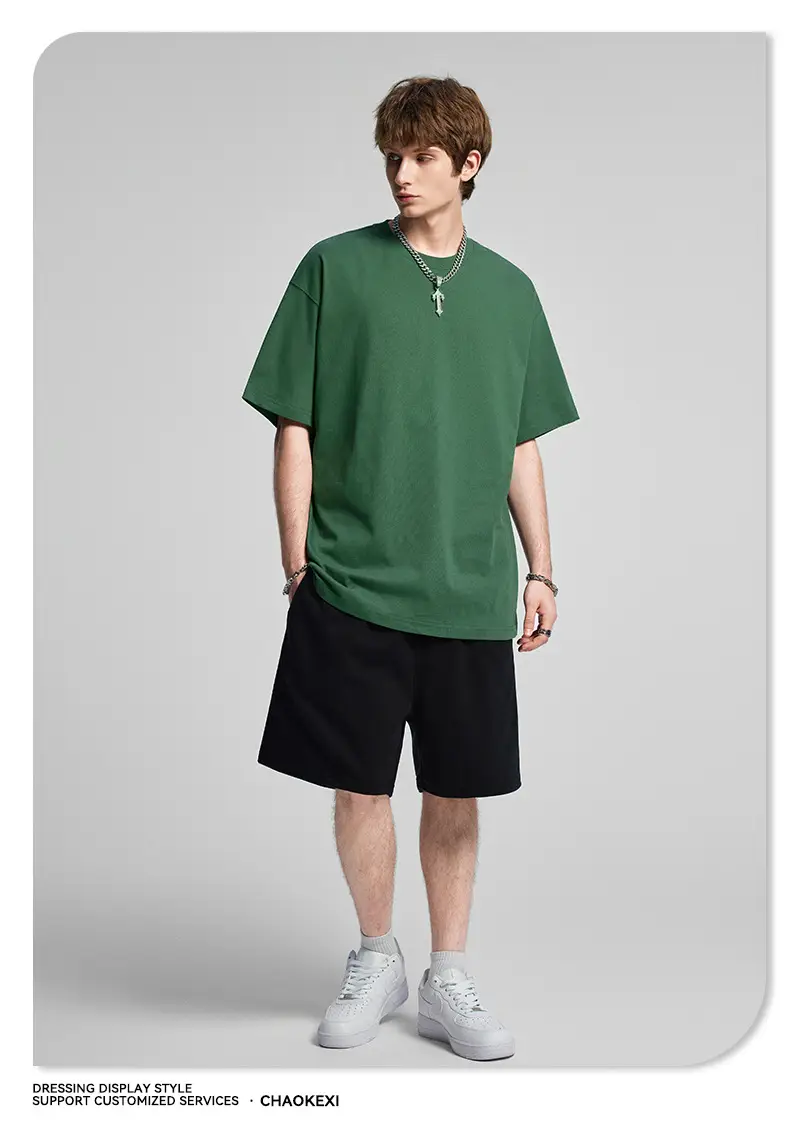 Men's Beige Cotton T-Shirt Drop Shoulder 275g — feature 57