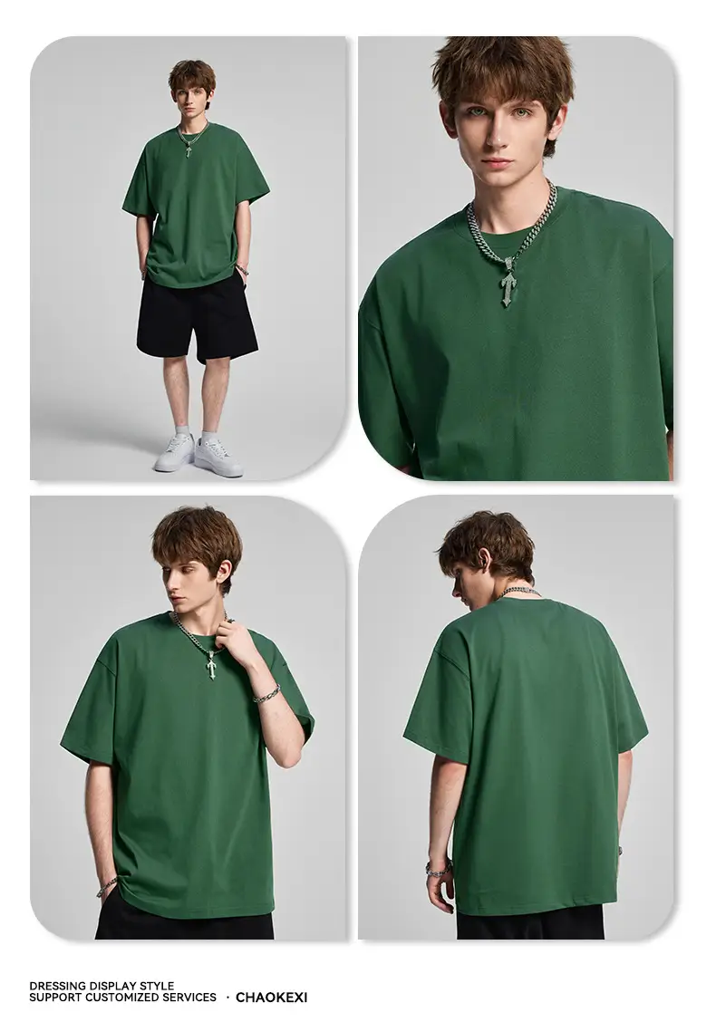 Men's Beige Cotton T-Shirt Drop Shoulder 275g — feature 59
