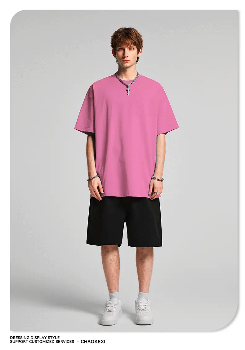 Men's Beige Cotton T-Shirt Drop Shoulder 275g — feature 61
