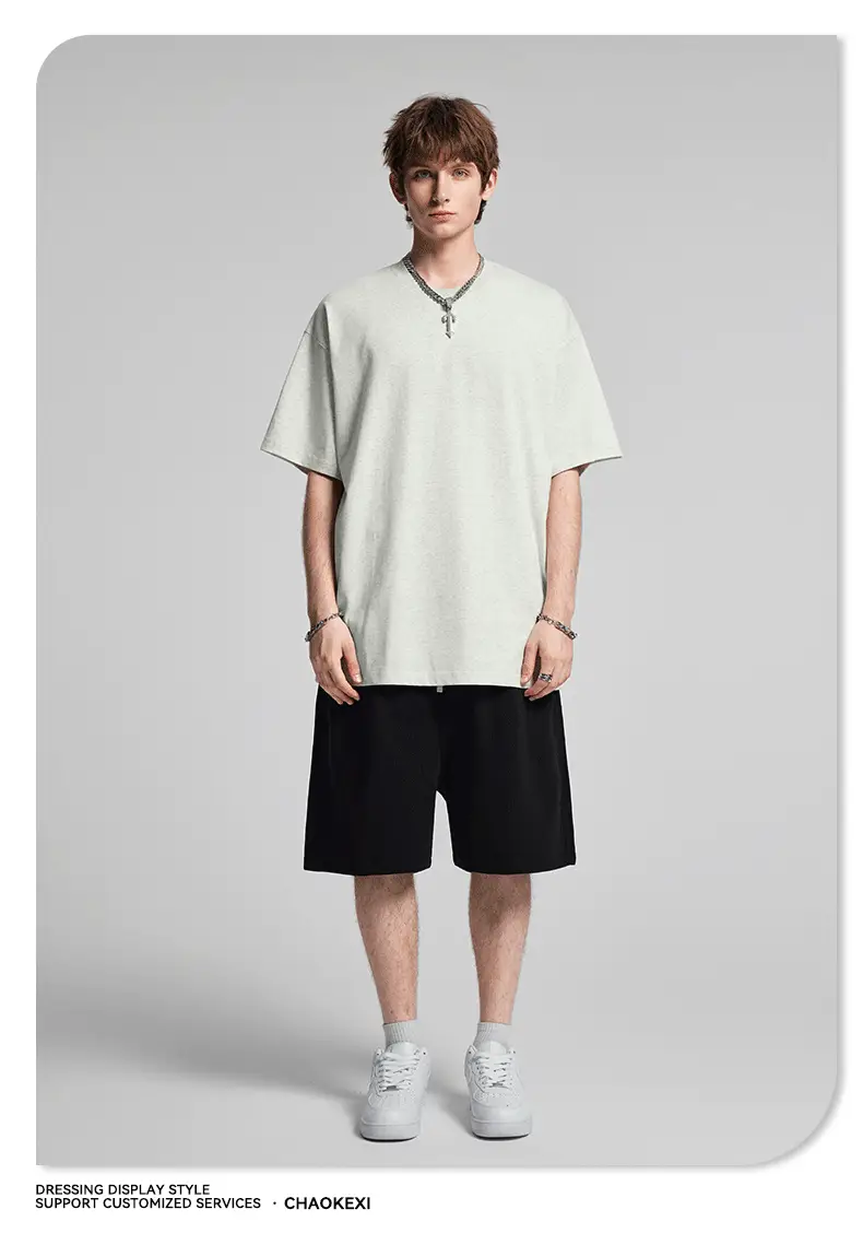 Men's Beige Cotton T-Shirt Drop Shoulder 275g — feature 77