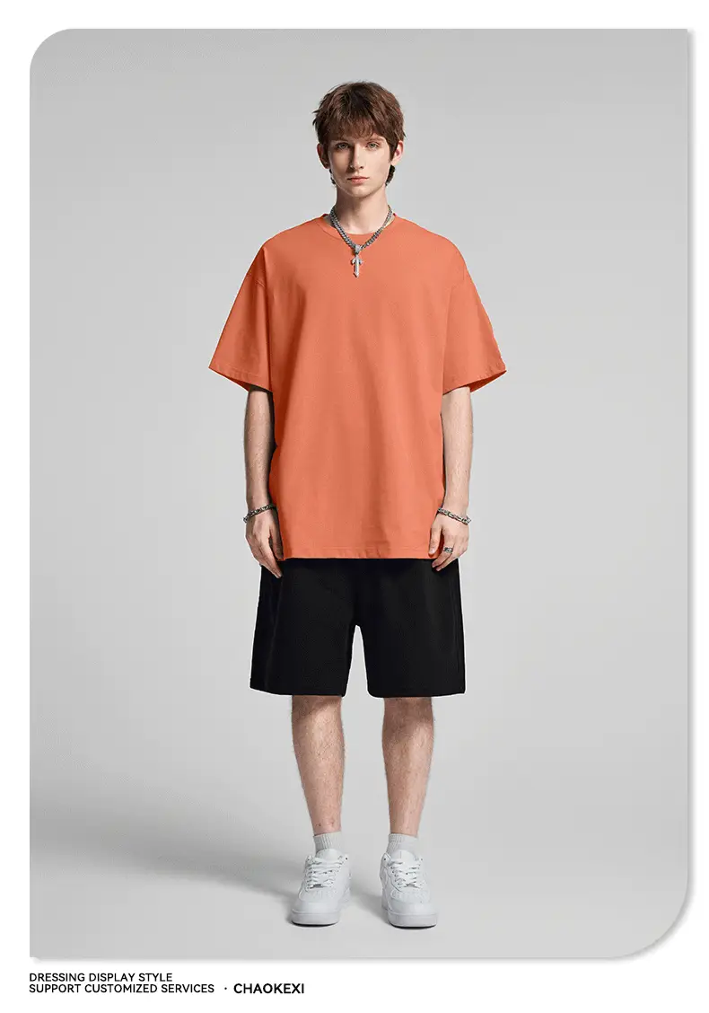 Men's Beige Cotton T-Shirt Drop Shoulder 275g — feature 84