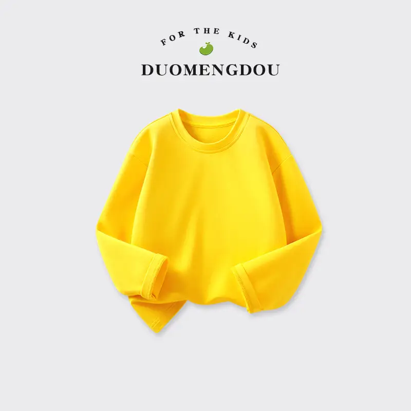 Duo Meng Dou Boys Yellow Cotton Long Sleeve T-Shirt