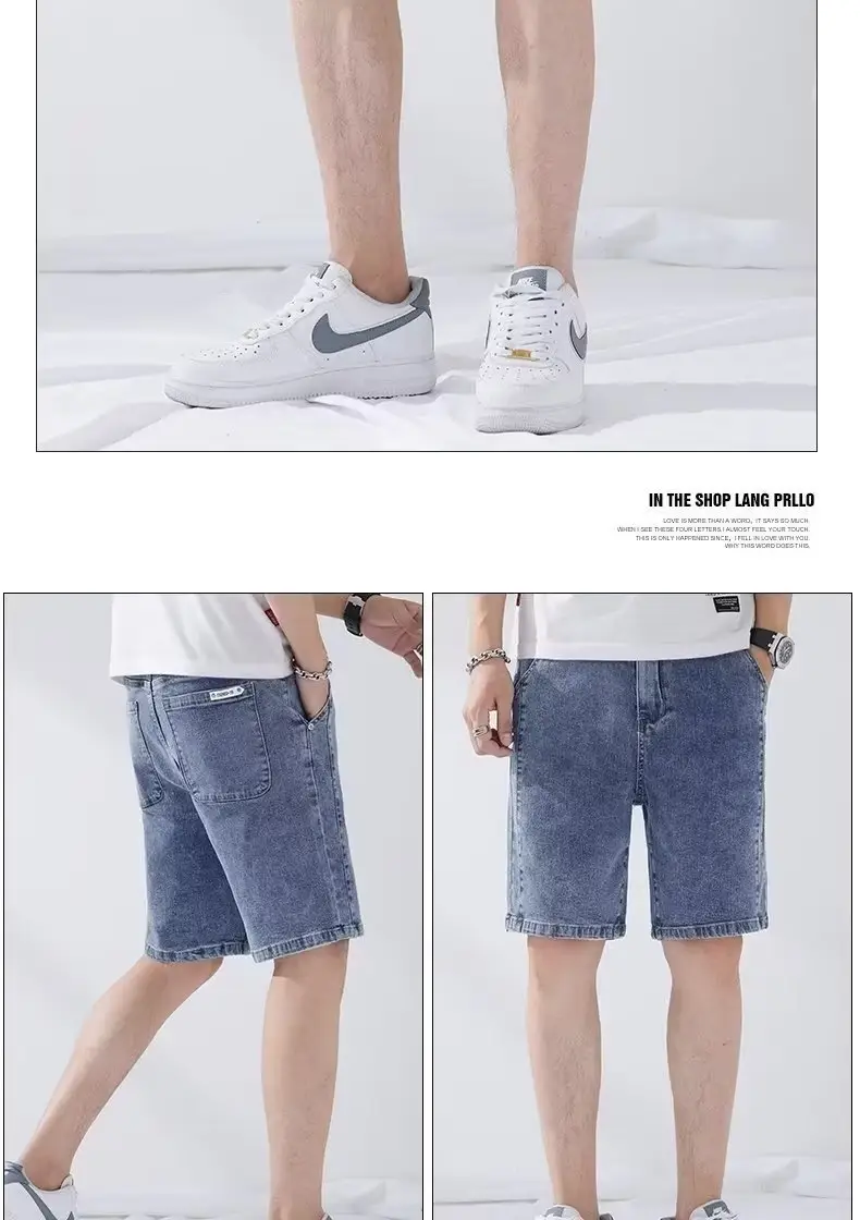 Men Denim Five-Piece Shorts Casual Summer Loose Straight — feature 16