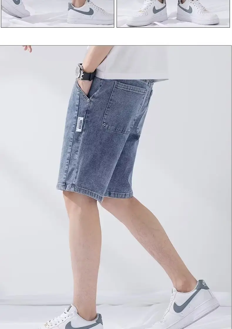 Men Denim Five-Piece Shorts Casual Summer Loose Straight — feature 17