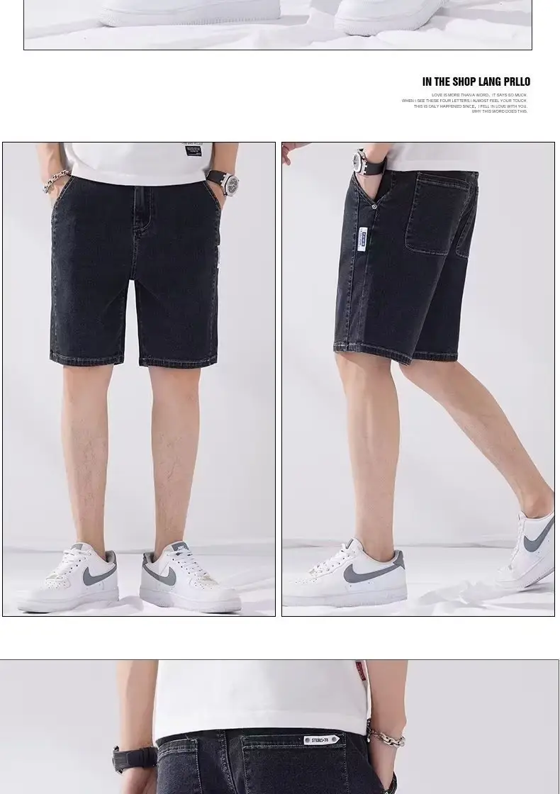 Men Denim Five-Piece Shorts Casual Summer Loose Straight — feature 19