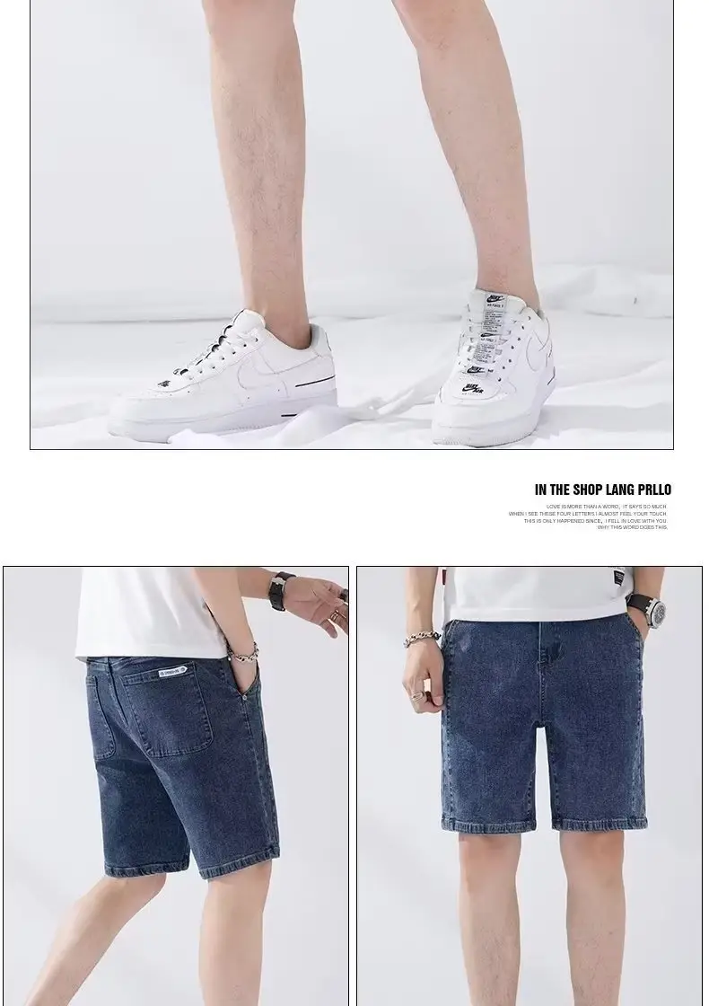 Men Denim Five-Piece Shorts Casual Summer Loose Straight — feature 24