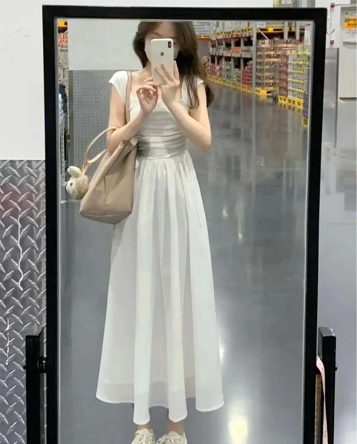 White Waist-Slimming Long Dress for Women — feature 3