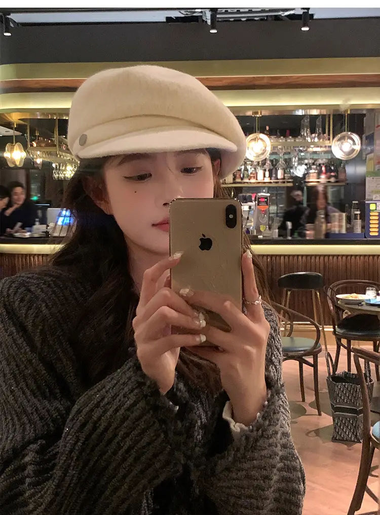 Women Wool Bailey Hat Black Autumn Winter Casual Elegant Cap — feature 12