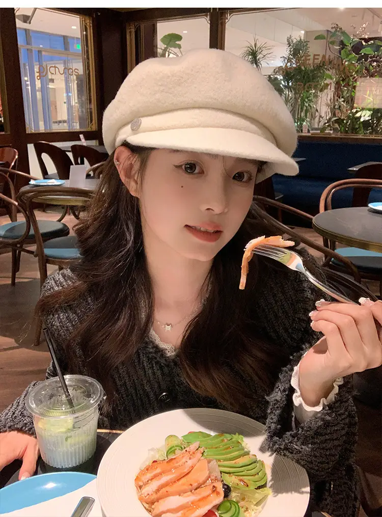 Women Wool Bailey Hat Black Autumn Winter Casual Elegant Cap — feature 17