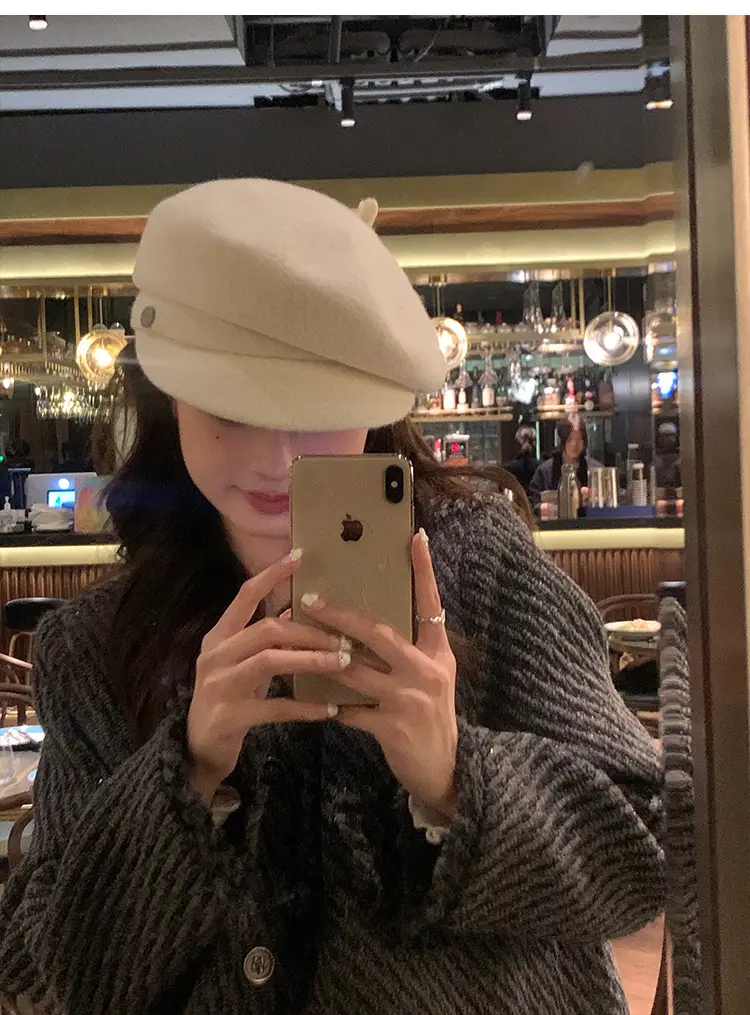 Women Wool Bailey Hat Black Autumn Winter Casual Elegant Cap — feature 18