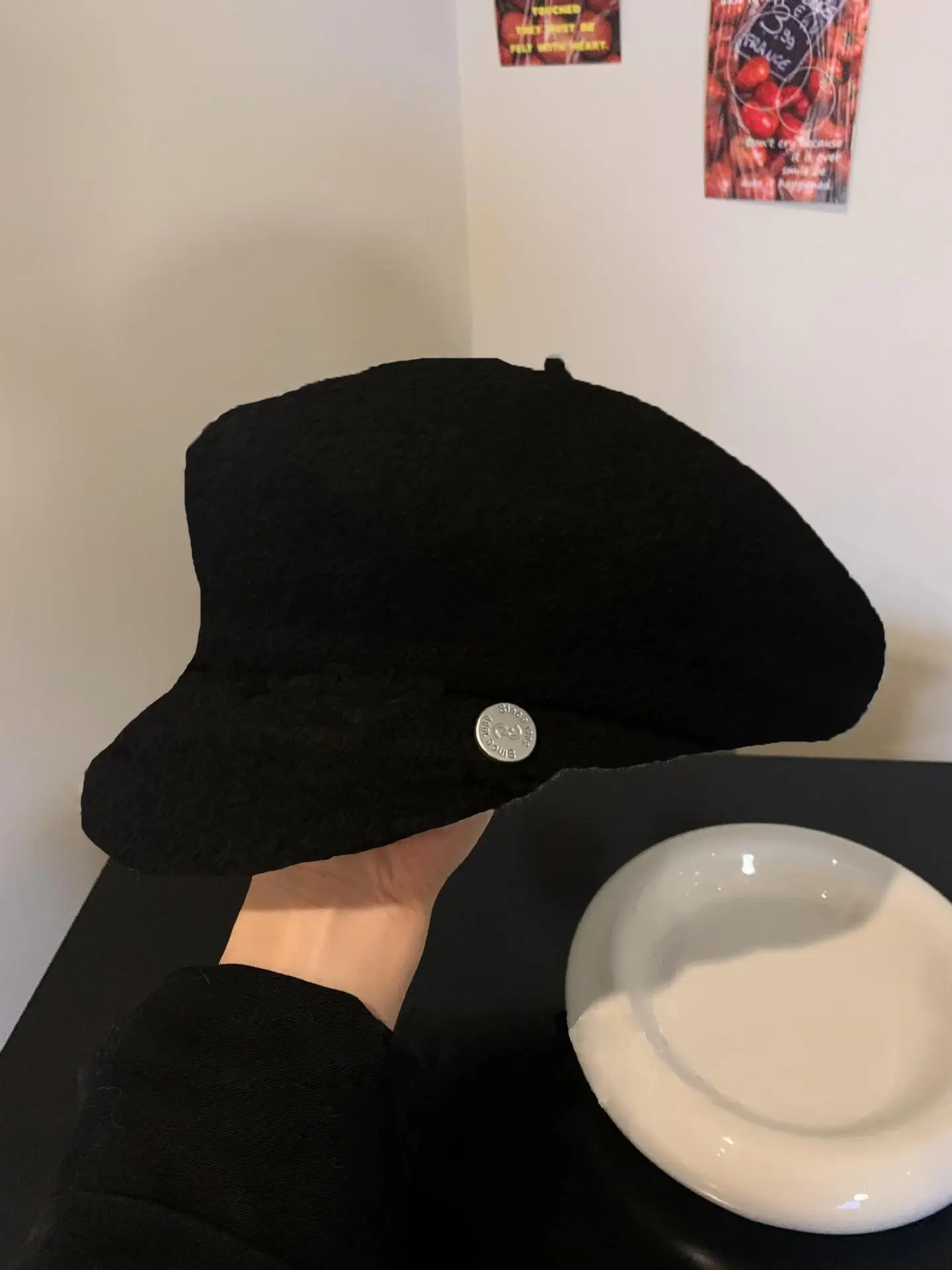 Women Wool Bailey Hat Black Autumn Winter Casual Elegant Cap - Image 4