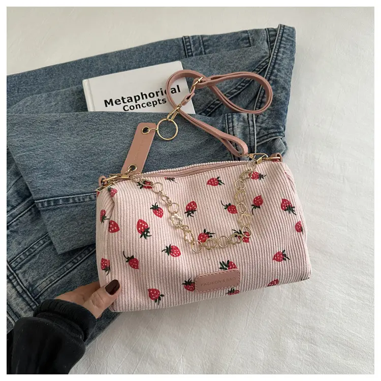 Women's Strawberry Printed Shoulder Crossbody Bag - Image 4