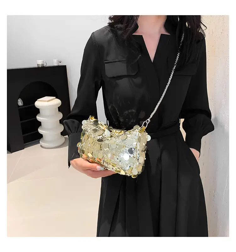 French Style Sequin Crossbody Bag Women Pink Black Silver — feature 10