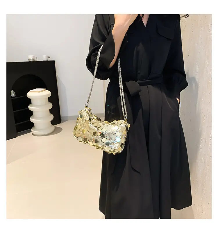 French Style Sequin Crossbody Bag Women Pink Black Silver — feature 11