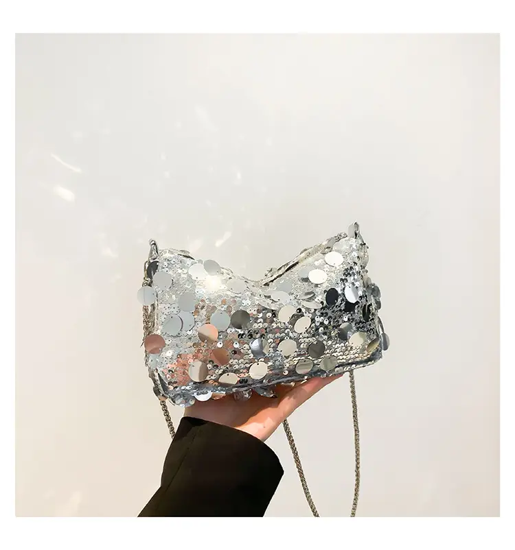 French Style Sequin Crossbody Bag Women Pink Black Silver — feature 22