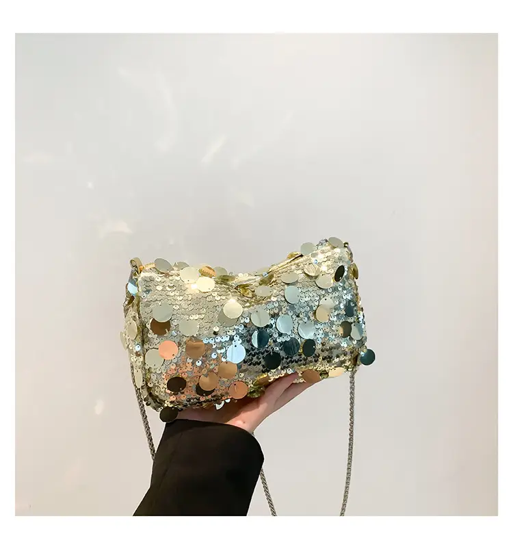 French Style Sequin Crossbody Bag Women Pink Black Silver — feature 23
