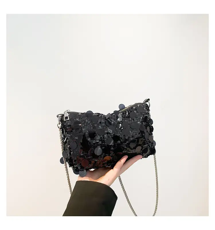 French Style Sequin Crossbody Bag Women Pink Black Silver — feature 25