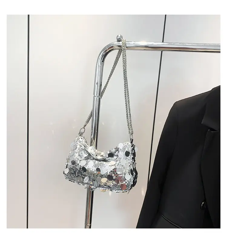 French Style Sequin Crossbody Bag Women Pink Black Silver — feature 28