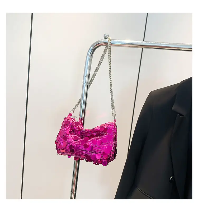 French Style Sequin Crossbody Bag Women Pink Black Silver — feature 29
