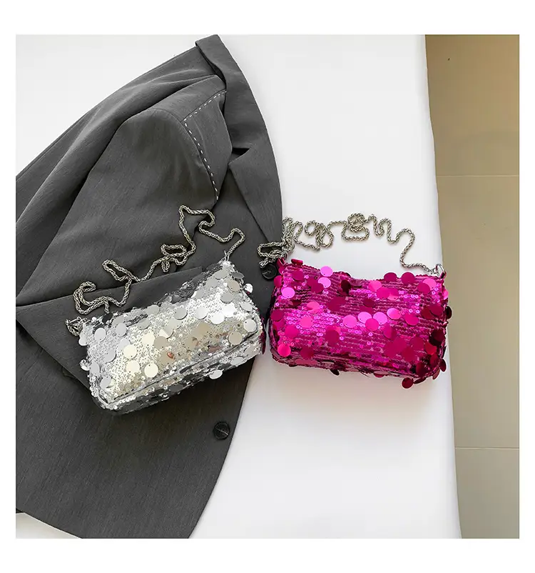 French Style Sequin Crossbody Bag Women Pink Black Silver — feature 30