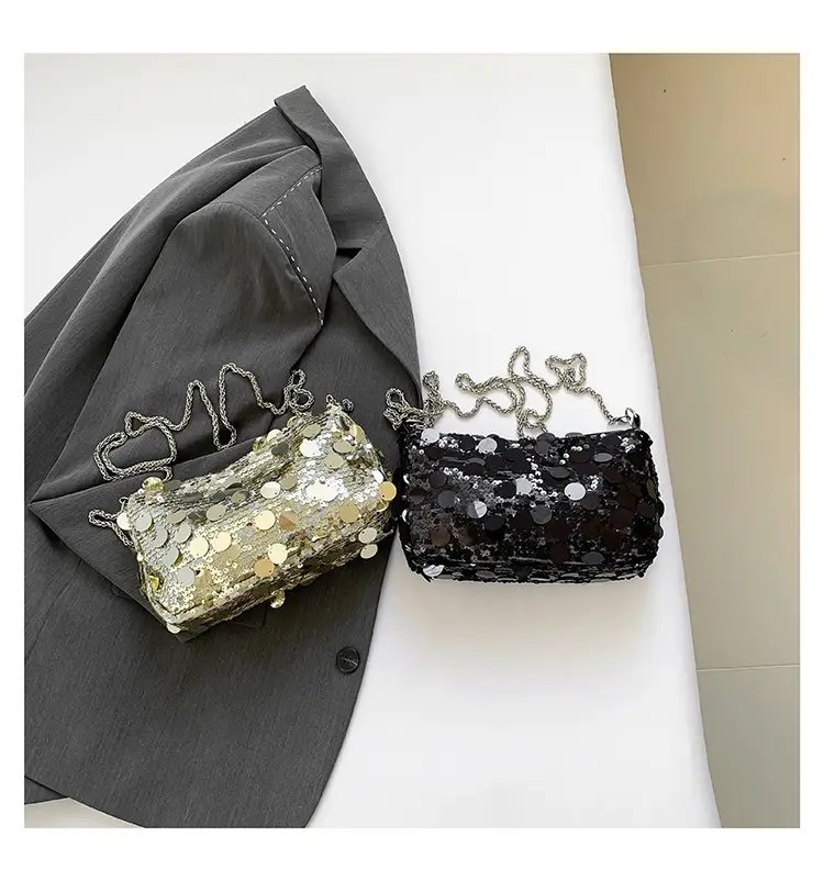 French Style Sequin Crossbody Bag Women Pink Black Silver — feature 31