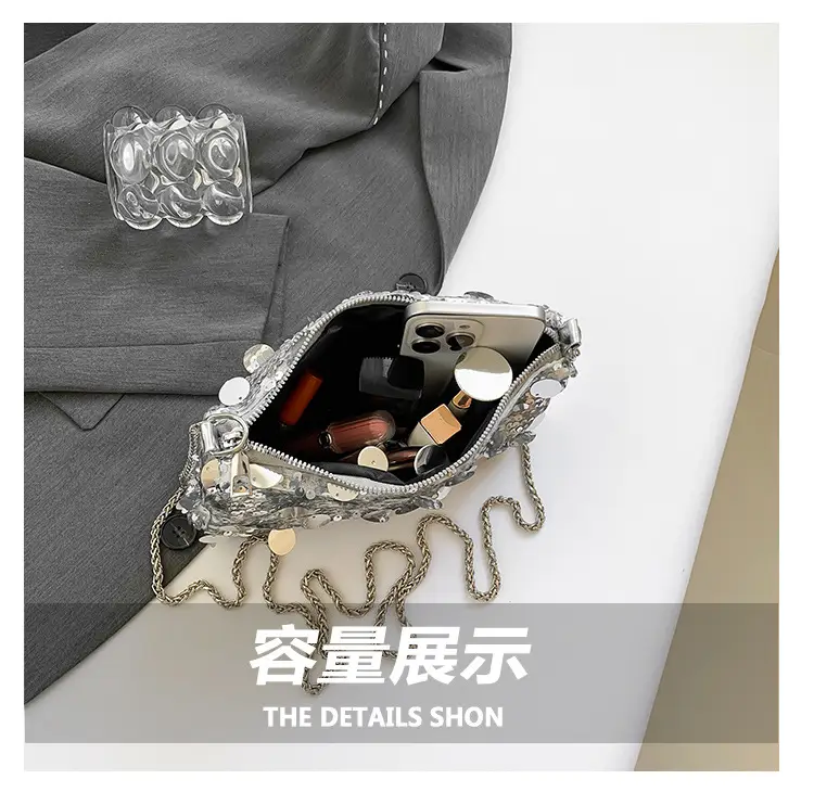 French Style Sequin Crossbody Bag Women Pink Black Silver — feature 8