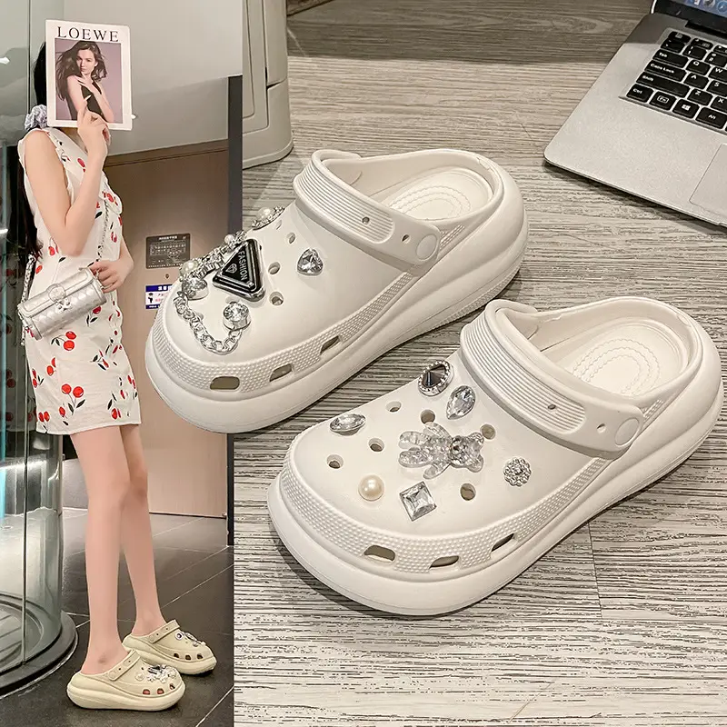 New eva Cave Shoes Puff Diamond Bear Women's Shoes Increased Non-slip Quick-drying Dad Shoes Thick Sole Sandals - Image 5