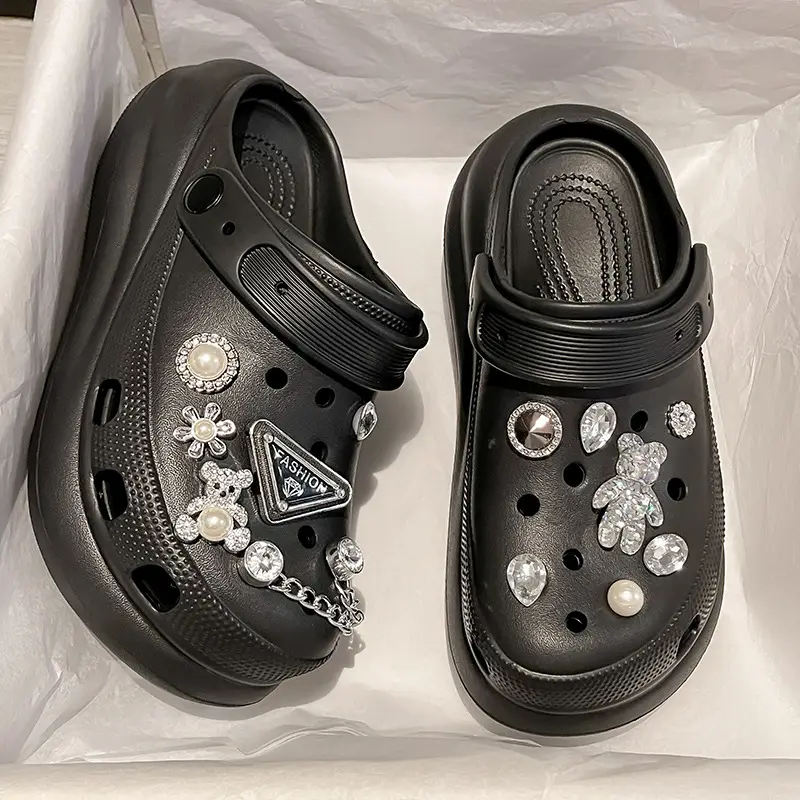 New eva Cave Shoes Puff Diamond Bear Women's Shoes Increased Non-slip Quick-drying Dad Shoes Thick Sole Sandals - Image 6