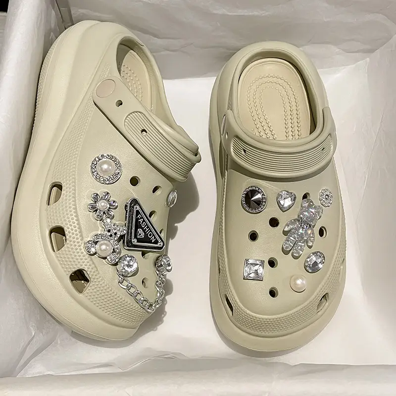 New eva Cave Shoes Puff Diamond Bear Women's Shoes Increased Non-slip Quick-drying Dad Shoes Thick Sole Sandals - Image 7