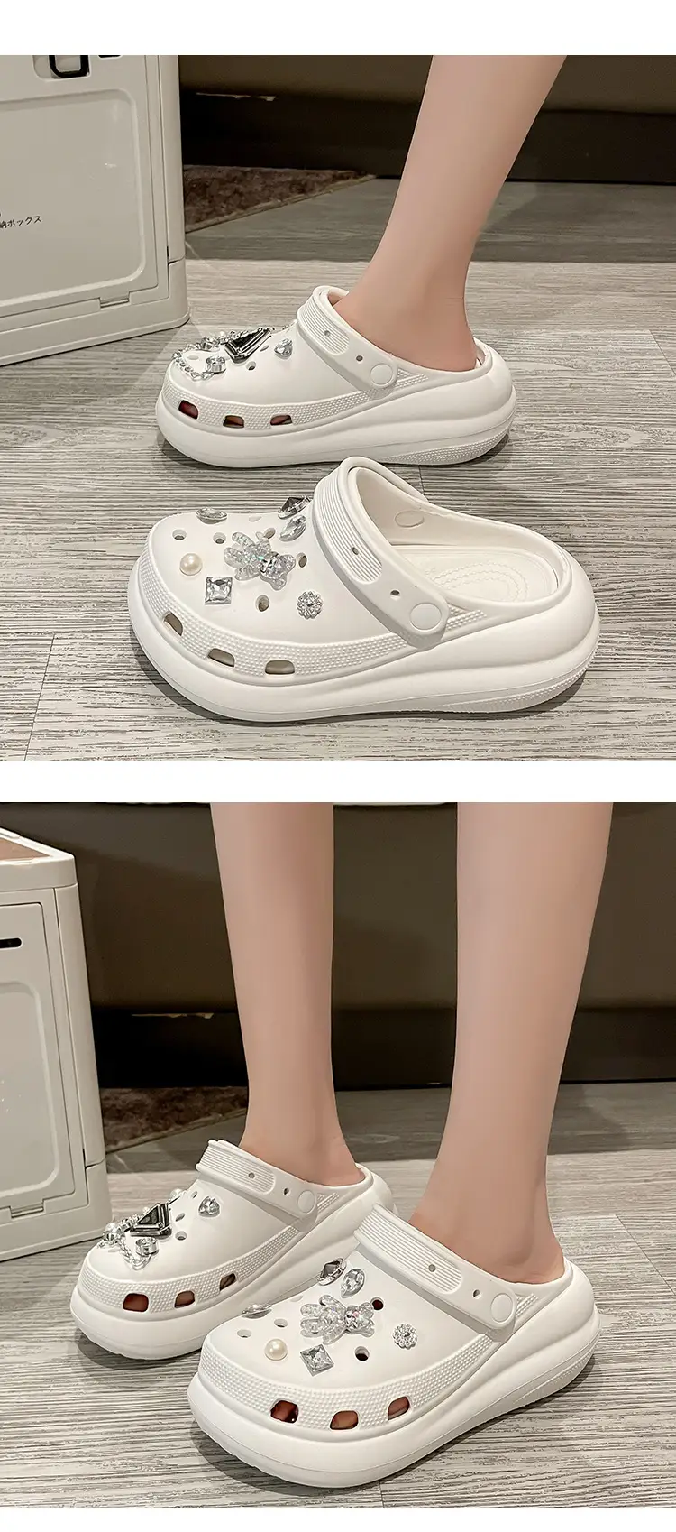 New eva Cave Shoes Puff Diamond Bear Women's Shoes Increased Non-slip Quick-drying Dad Shoes Thick Sole Sandals — feature 10