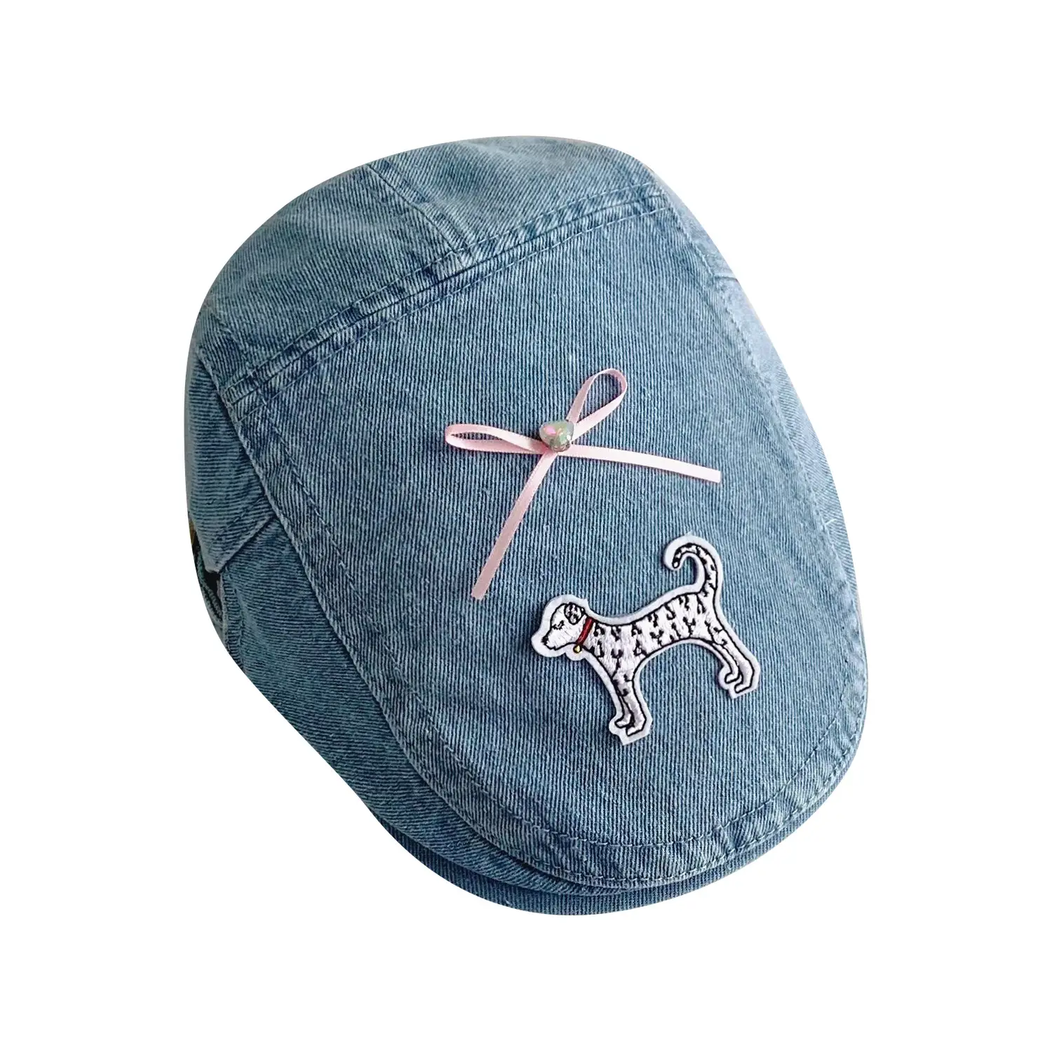 Puppy Denim Bowknot Cap Women Korean Style - Image 9