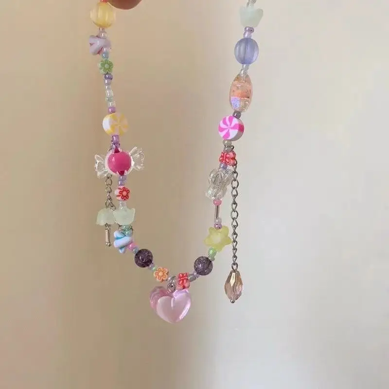 Sweet Girl Color Beaded Candy Necklace Female Niche Design