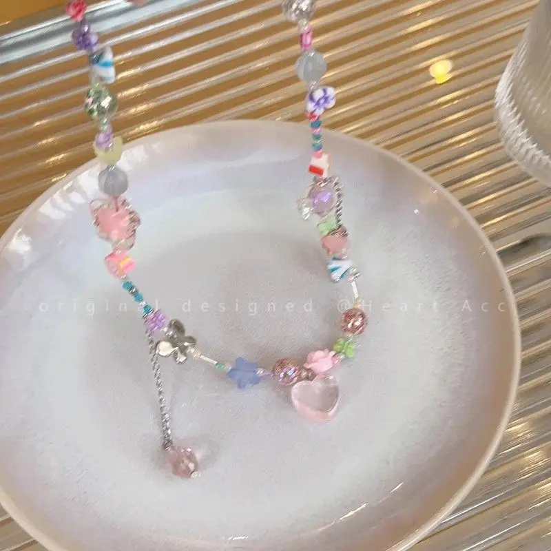 Sweet Girl Color Beaded Candy Necklace Female Niche Design